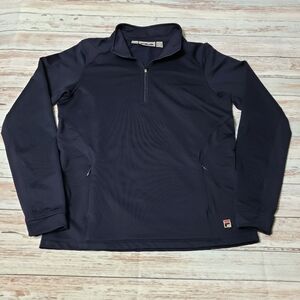 FILA Sweatshirt Pull Over Zipper front M Dark Blue